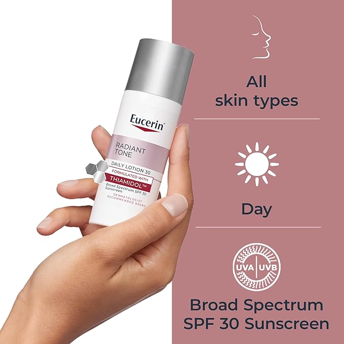 Eucerin Radiant Tone Daily Face Lotion with SPF 30, Dark Spot Corrector with Thiamidol, Face Moisturizer, All Skin Types, 1.7 Fl Oz Bottle