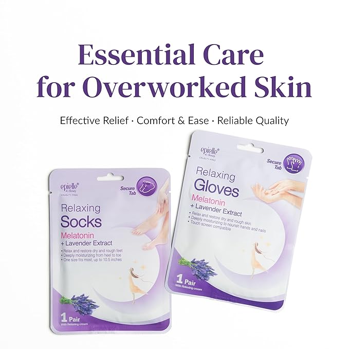 Epielle Relaxing Hand Mask 6 Pairs, Soften and Restore with Melatonin & Lavender Extract, Deep Moisturizing Gloves for Dry, Cracked Hands, Self Care Gifts for Women, Spa Kit, Mothers Day Gifts