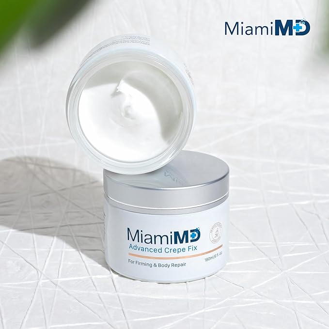Miami MD Advanced Crepe Fix - Anti Aging Tightening & Firming Cream for Women - Facial and Neck Crepe Erase Cream – Crepey Skin Moisturizer for Softens and Nourishes the Skin for All Types - 6 fl oz