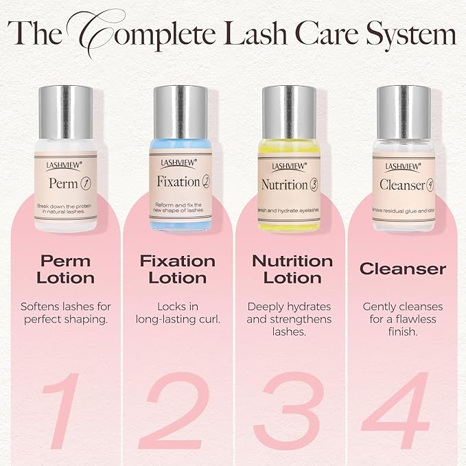 LASHVIEW Lash Lift Kit,Eyelash Perm Kit,Liquid Set,Semi-Permanent,Curling Perming,Wave Lift Extension Perm Se