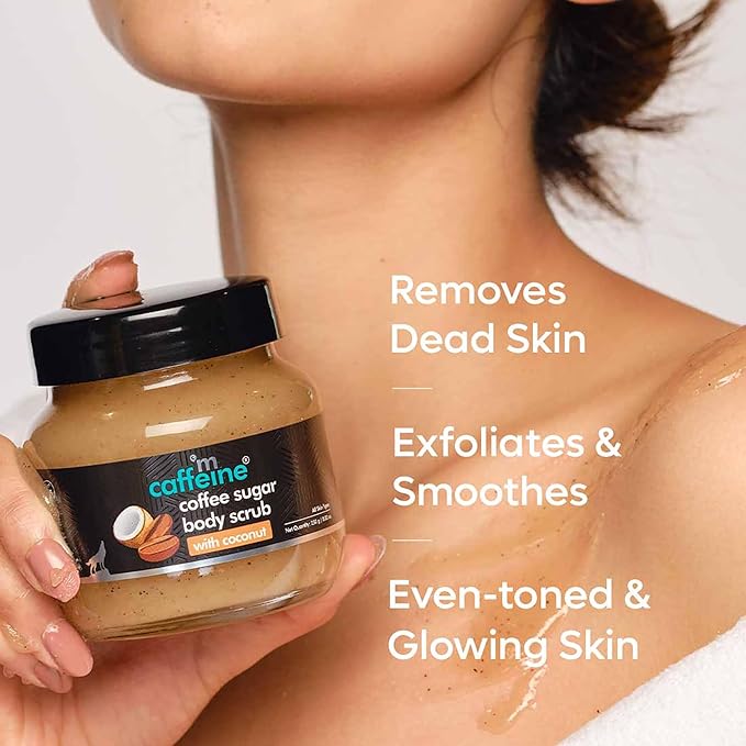 mCaffeine Coffee Sugar Body Scrub with Coconut - Body Wash and Body Exfoliator - Reduces Cellulite and Stretch Marks - All Skin Types - 8.82 oz