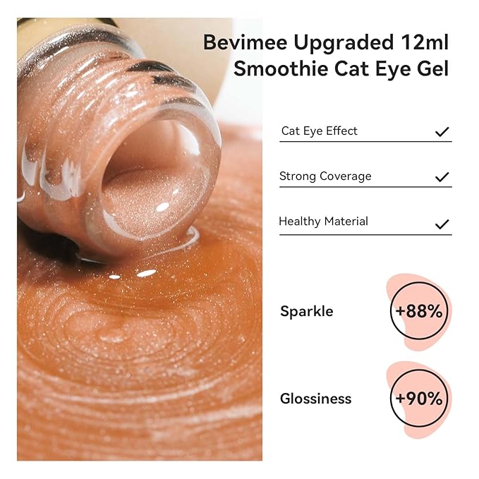 Cat Eye Gel Nail Polish, Moonlight Cateye Gel Polish 12ML Magnetic Nail Polish Holographic Glitter Mirror Glass Ceramics Smoothie UV Gels for Nail Art Manicure DIY at Home 1PC