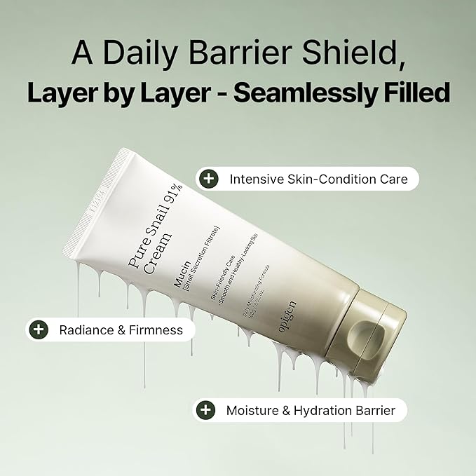 Pure Snail Mucin 91% Repair Cream for Face, Hydrating & Skin Barrier Moisturizer with Panthenol, Beta-Glucan & Hyaluronic Acid, K-Beauty 3.52 fl. oz
