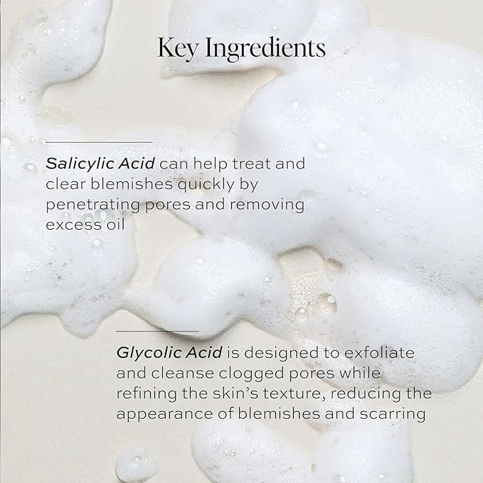 DIME Beauty Creamy Foam Cleanser - Daily Foaming Face Wash with Salicylic Acid & Glycolic Acid - Gentle Exfoliating Cleanser for Acne-Prone & Oily Skin, Vegan, Cruelty-Free, 4 oz / 120 ml