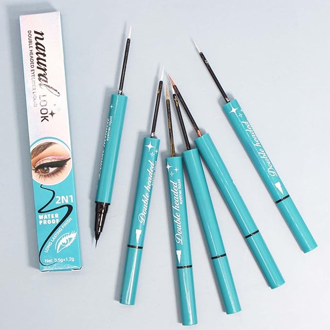 Double-Headed Liquid Sparkling Eyeshadow Eyeliner Pen for Women, Ultra - Fine Tip Glitter Shimmer Liner Shadow for Eye Makeup, High-Pigment Highlighter Brightener Stick,Waterproof Quick - Drying (3#)