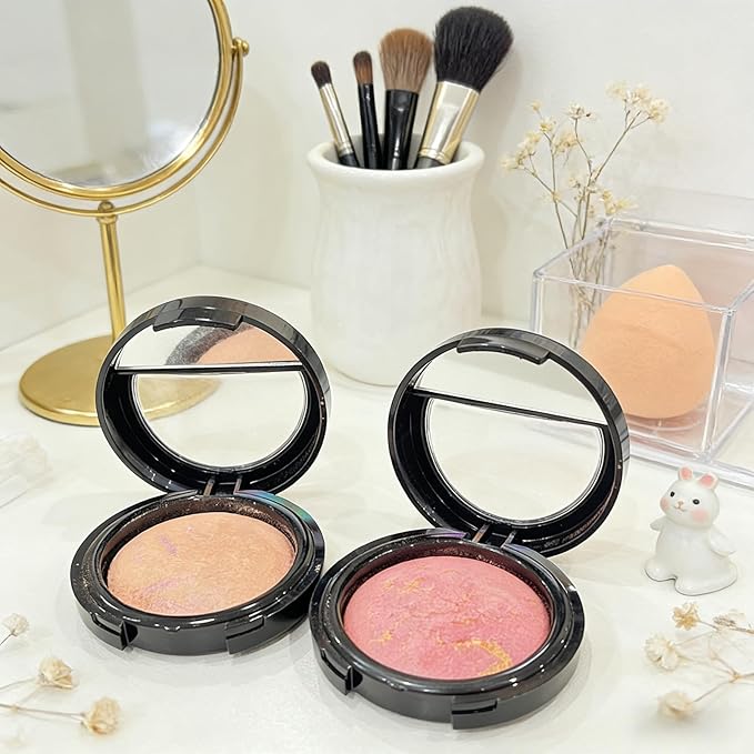 K'APEINE Baked Blush, Single Powder Pink Blush for Cheeks Shimmer Silky Smooth Pressed Powder Blushes Blendable Highly Pigment Makeup Palette Long-Lasting Face Makeup for Women Festivals-01#