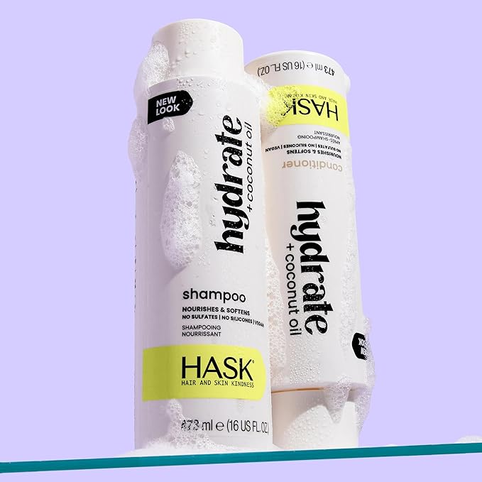HASK Coconut Nourishing Shampoo & Conditioner Set | Moisture for Dry, Dull Hair, Smooths Frizz, Adds Shine | Sulfate Free, Silicone Free, Cruelty Free, Color Safe, Vegan | 16oz each