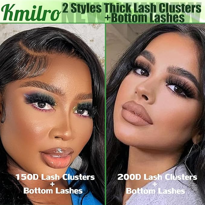 Lash Clusters with Bottom Lashes 10-16mm Volume Cluster Eyelash Extensions Wispy Individual Lashes with Lower Eyelash Clusters 316pcs 150D+200D Thick False Lashes DIY at Home