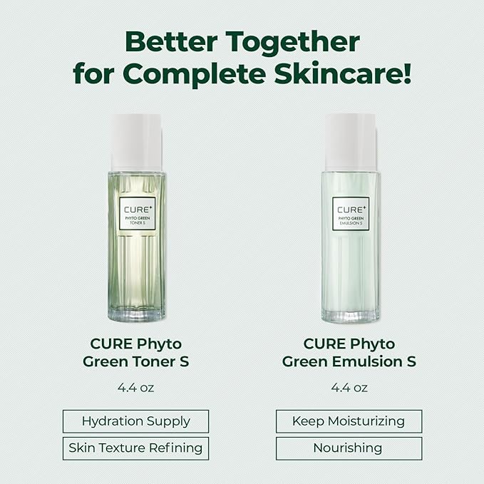 Cure Phyto Green Toner Essence with Aloe Vera & Green Tea, Soothing Korean Face Toner for Sensitive Skin, Alcohol-Free Hydrating Formula, 4.4 fl oz. Kim Jeong Moon Aloe