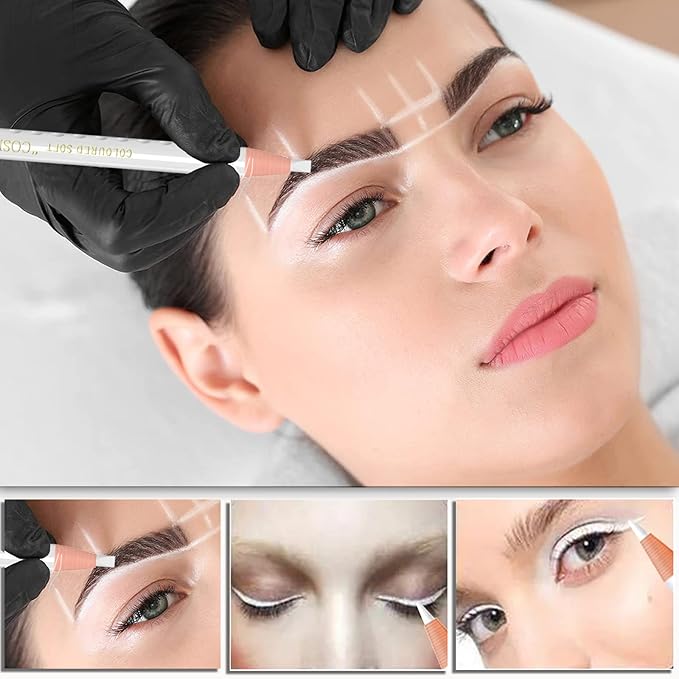 Tattoo Makeup And Microblading Supplies Kit-Permanent Eye Brow Liners For Marking In 5 Colors Waterproof Eyebrow Pencils Peel (white)