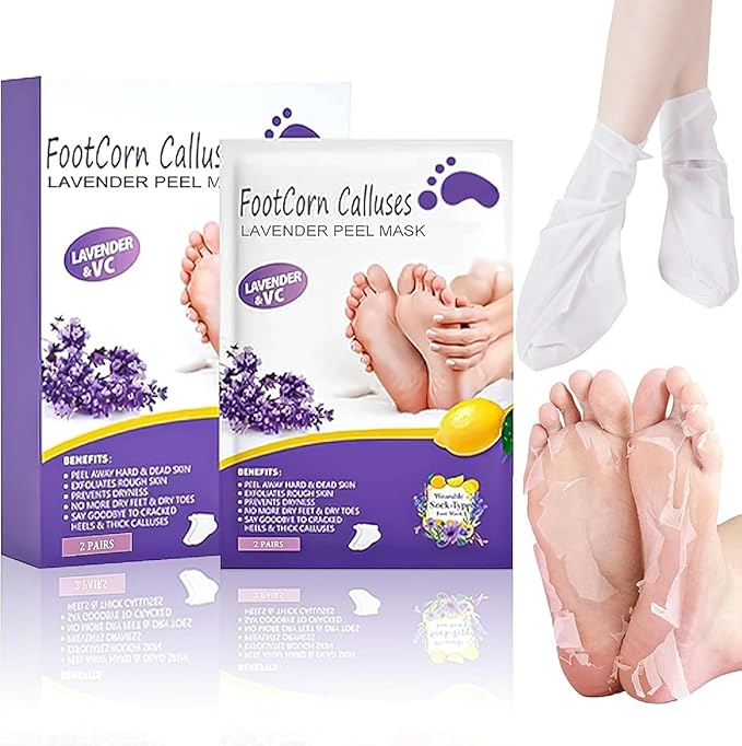 Foot Peel Mask for Women & Men | Peeling & Exfoliating Foot Mask for Dry Cracked Feet, Removes Dead Skin & Calluses, Hydrates & Smooths Cracked Heels (Standerd, Lavender)