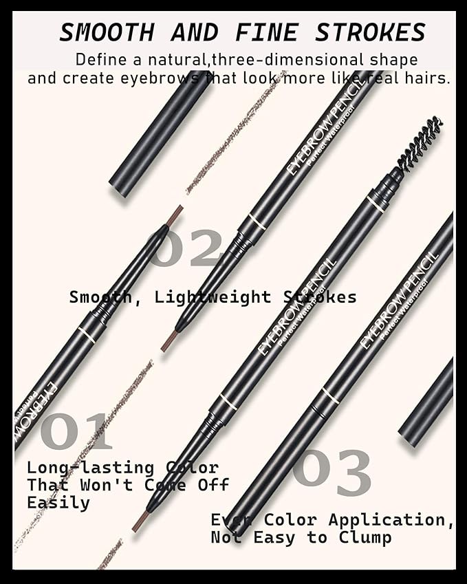 12 Pcs Eye Brow Pencils for Women Dark Brown,Waterproof Eyebrow Pencil Retractable Ultra Fine Professional Brow Pencil,Long Lasting Tinted Gel Micro Eyebrow Pen for Define Fill Tiny Brow Eye Makeup-05