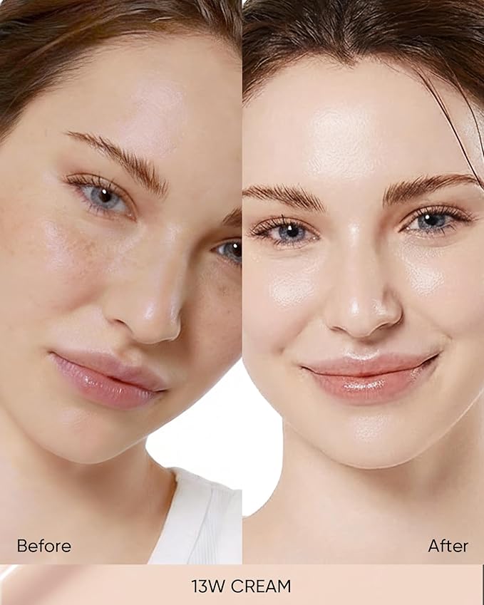 SKINTIFIC Full Coverage Cushion Foundation #13W Cream| Satin Glow Finish, Oil-Control & Waterproof, Buildable Tattoo Cover Cushion for All Skin Types