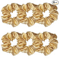 6 Pcs Satin Silk Hair Scrunchies Soft Hair Ties Fashion Hair Bands Hair Bow Ropes Hair Elastic Bracelet Ponytail Holders Hair Accessories for Women and Girls (4.5 Inch, Dark Gold)