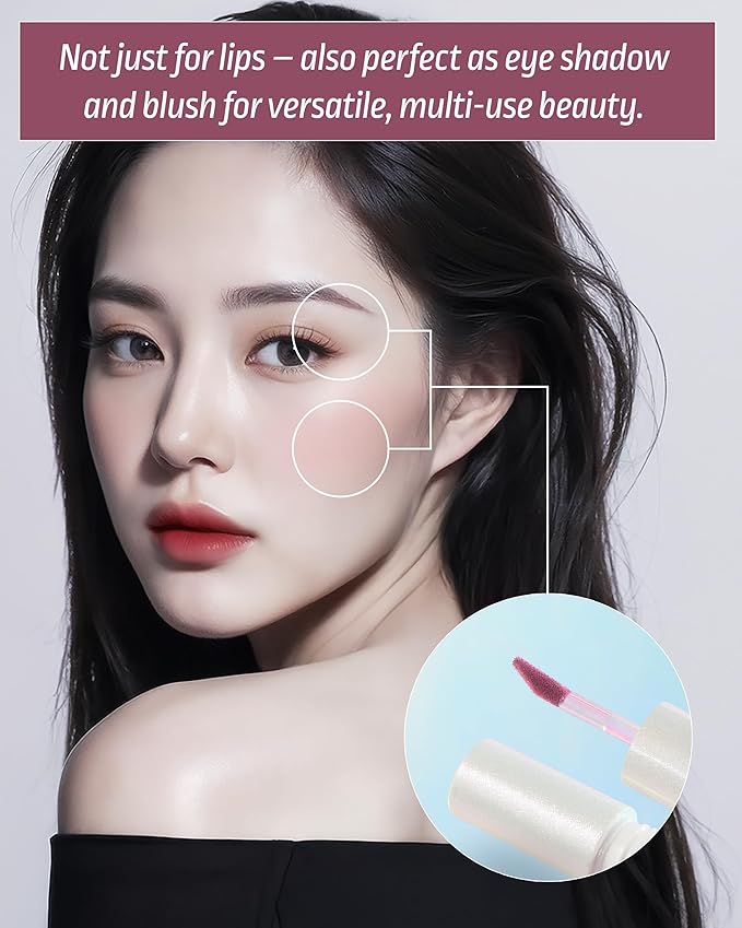 HEVVYMAKEUP Blurring Effect Lip Tint - Airy Velvet Matte Lips - Vegan, Longwear, Vibrant, Buildable Creamy Soft Texture - Korean Lip Makeup, Bloody Kiss, 0.13 fl.oz.