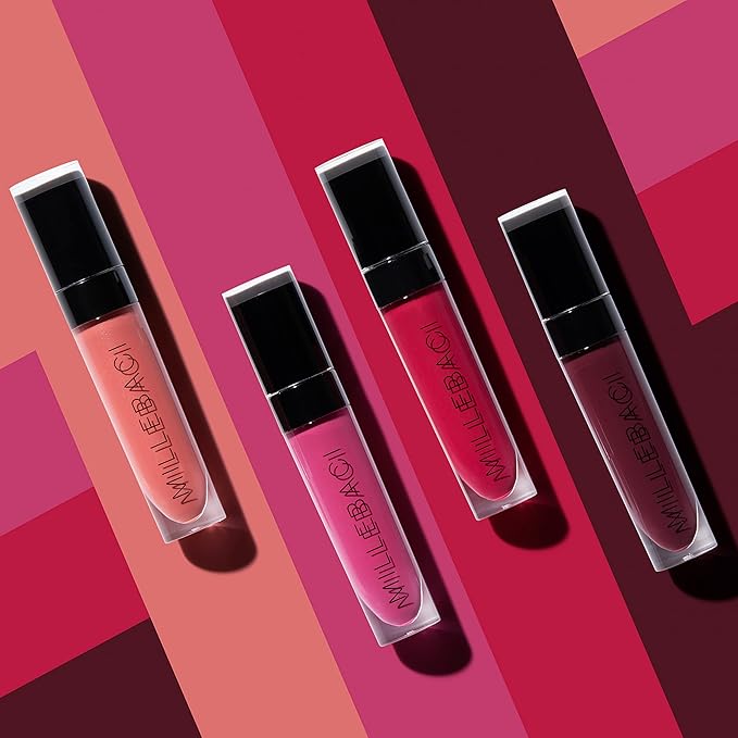 Nouba Millebaci Long Lasting Liquid Lipstick Pink, Lustrous Moisturizing Creamy Formula with Vitamin E Intense Color Pigment High Impact Makeup Lip Cream Color Stick Balm For Women (Color 40)
