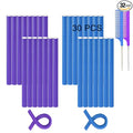 Flexible Curling Rods, 30Pcs Flexirods Long Flexible Heatless Twist Bendable Foam Hair Curls for Long Medium Short Hair, Combs - Rubber, Purple, Blue ( 9.45 x 0.55 inch ), 32 Count