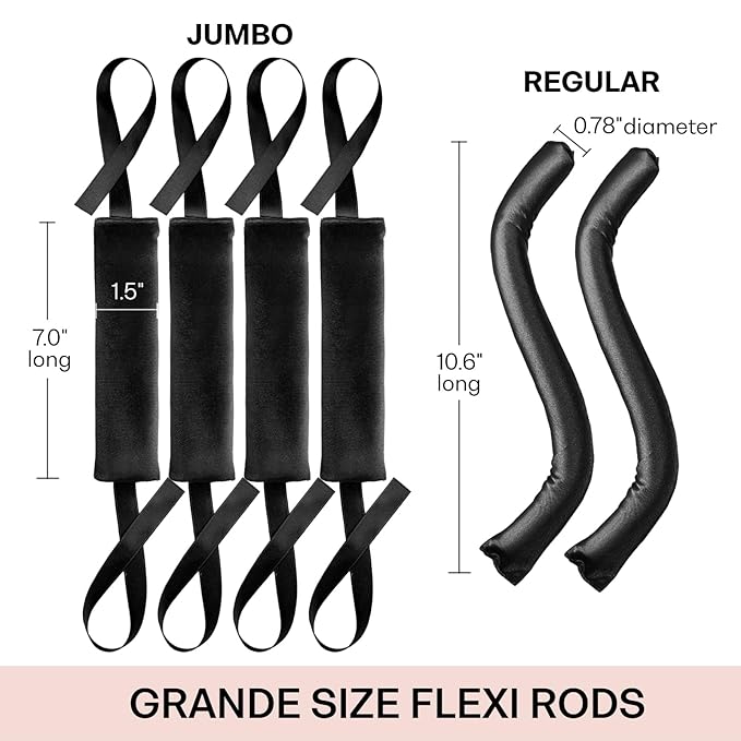 Lanzhire Jumbo Heatless Hair Curlers for Overnight Curls, Blowout Flexi Rod with Ribbon, No Heat Curlers to Sleep In, Soft Overnight Heatless Rods for All Hair Types