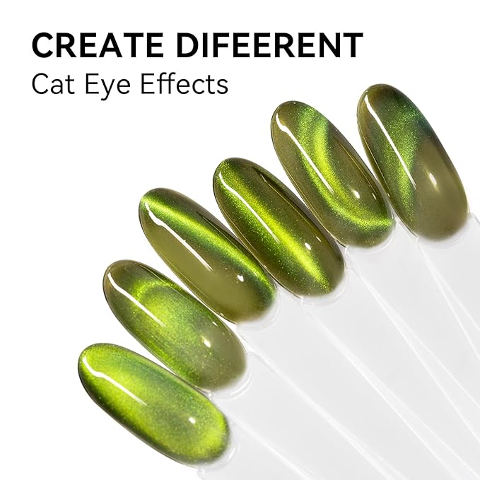 MAYCHAO 15ML Aurora Green Cat Eye Gel Nail Polish 1Pc Velvet Green Holographic Magnetic Gel Polish Soak Off UV LED Nail Polish Nail Art Starter Manicure Salon for Women Girls DIY at Home, 0.5 OZ