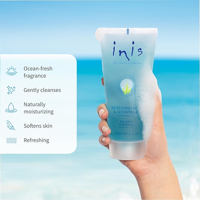 Inis the Energy of the Sea - Refreshing Bath and Shower Gel, Body Wash for Women and Men, Sulfate Free Body Wash with Seaweed and Sea Minerals, Clean Ocean Fresh Scent, 7 fl oz