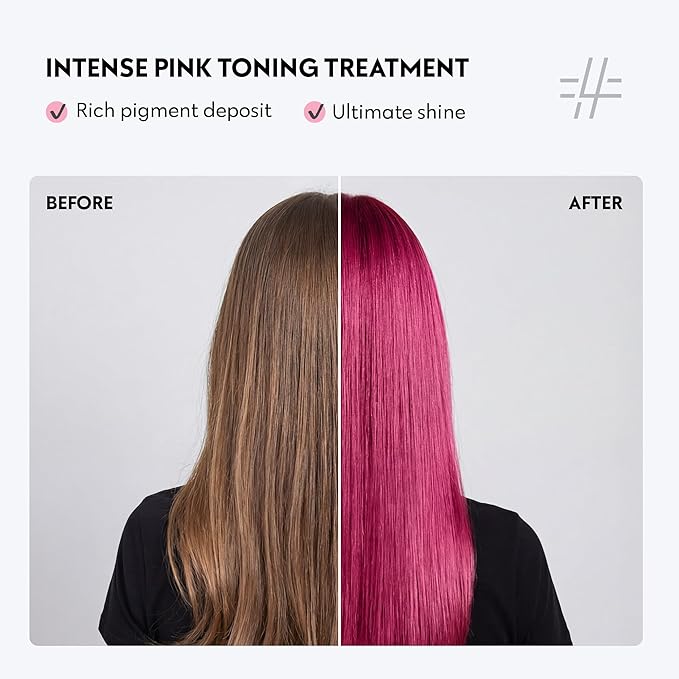 Four Reasons Color Mask INTENSE Pink (27 Colors) - Intensive Toning Treatment - Color Depositing Conditioner – Semi Permanent Hot Pink Hair Dye for Lightened and Colored Hair – 100% Vegan, 6.76 fl oz