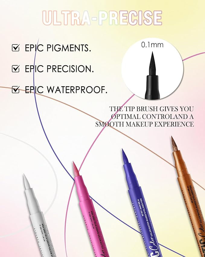 Brown Matte Liquid Eyeliner Pencil, Colorful High Pigmented Waterline Eye liner Waterproof Pen, Bright Colored Smudgeproof Long Lasting Eyeliner Pen Christmas Party Festival Makeup Gift for Women-09