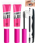 Clear Eyebrow Setting Gel-2 Pcs Transparent Thickening Brow Fix Glue,Waterproof Sweat-Proof Eye Brow Repair Liquid Brow Styling Gel,Brow Fast Sculpt Lift Glue,Long Lasting Brow Makeup for Women-Set 09