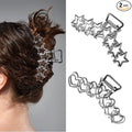 2PCS Y2k Metal Hair Claw Clips Star Heart Hair Clips for Women Big Nonslip Design Claw Hair Clips for Thick and Thin Hair Stitching Silver Large Hair Accessories for Women and Girls.