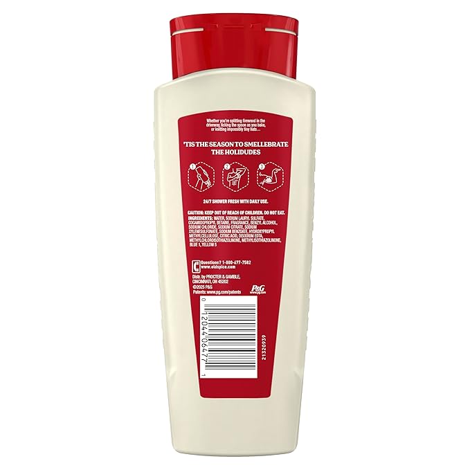 Old Spice Body Wash for Men, Holidudes Holiday Edition, 24/7 Holiday Freshness, Lasting Scent and Rich Lather, Stocking Stuffer, Lumbersnack with Fresh Pine Scent, 16 oz (Pack of 4)