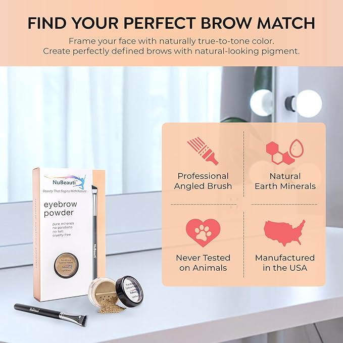 Natural Eyebrow Powder Kit Mica Brow Powder Makeup Kit with Professional Angled Brush 10 Natural Shades No Parabens or Chemicals Eyebrow Shaper Kit
