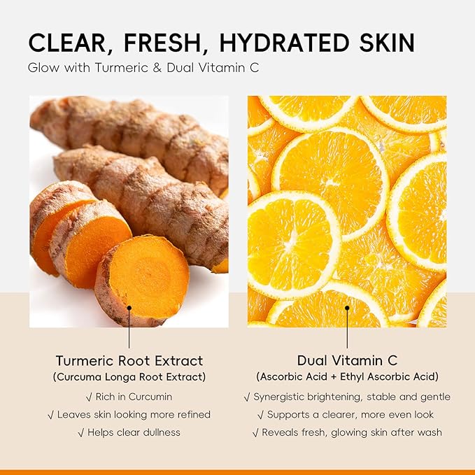 QUIYUM Turmeric + Vitamin C Facial Skincare Set - 5-in-1 Cleansing Kit for Oil Skin Types, Hydrating, Even Tone, Include Cleansing Mousse& Pads, 2Pcs Sheet Mask, Peel Off Mask, 6Pcs Sleeping Mask