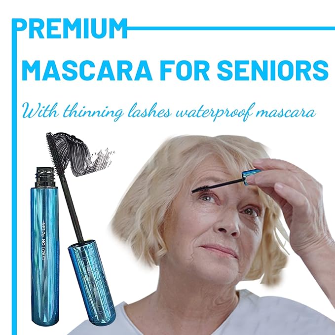 Mascara for Older Women 60 Plus, Mascara for Women over 60 with Thinning Lashes, Waterproof Mascaras Black, Hypoallergenic Tubing Black Volume and Length for Sensitive Eyes (2 Pack)