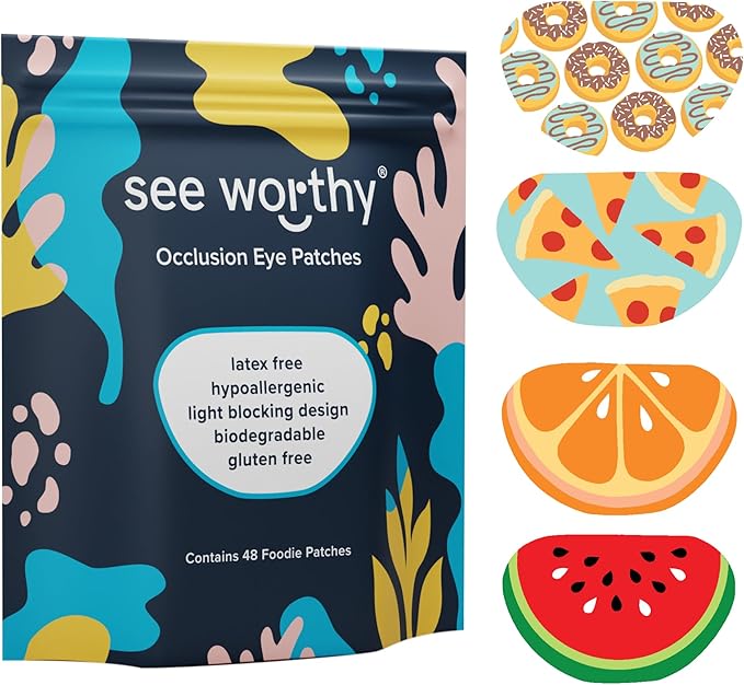Adhesive Eyepatch for Kids & Adults - As Seen on Shark Tank - Kids Breathable, Comfortable Foodie Eyepatch for Lazy Eye - Amblyopia & Sensitive Skin Medical Eye Patches - 48 Patches by See Worthy