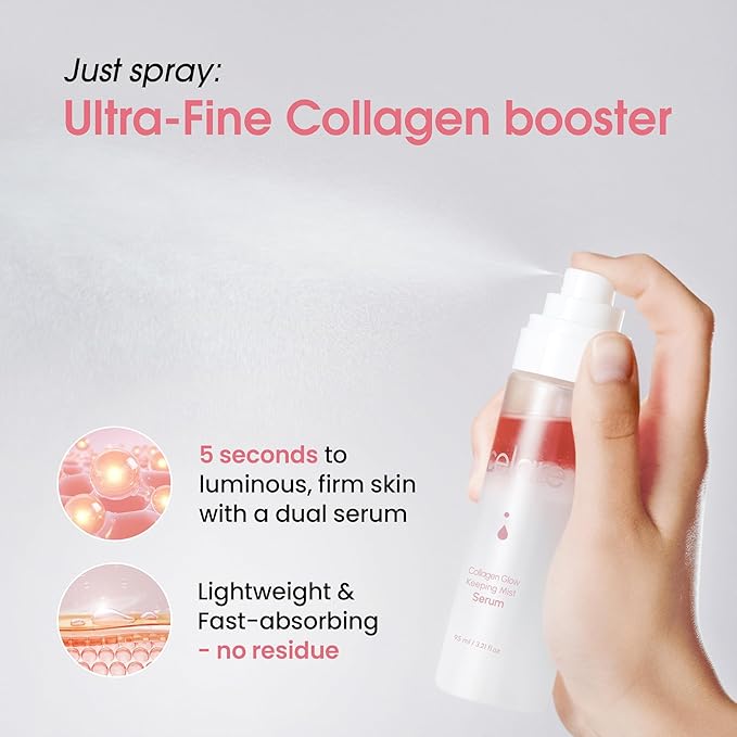Celare Collagen Glow Mist Serum | 7 Collagens + 7 Peptides & Milk Exosomes | Ultra-Fine Firming Face Mist | Lightweight Hydration & Glow | Fragrance-Free K-Beauty | 3.38 fl. oz.