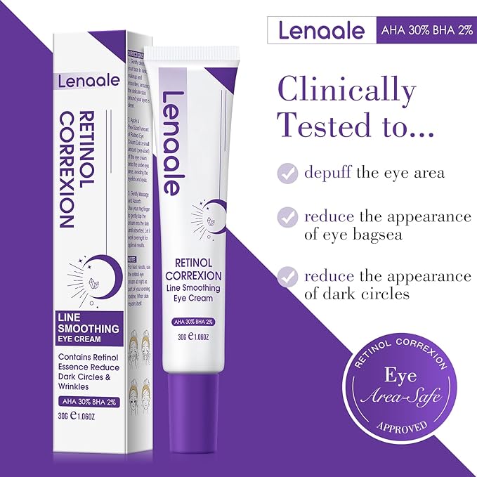 Eye Cream, Retinol Eye Cream for Dark Circles, Puffiness Anti Aging, with Hyaluronic Acid, Peptides and Caffeine, Reduces Bags, Smooths Fine Lines and Wrinkles, Hydrating Firming Eye Treatment