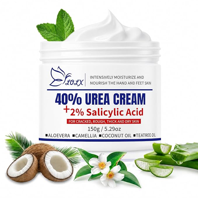 Urea Cream 40 Percent for Feet Maximum Strength, Urea Cream 40% Plus Salicylic Acid 2% for Rough, Dry, Thick & Cracked Skin, Deep Hydration, 5.29 Oz, Non-Greasy (5.29 Oz)