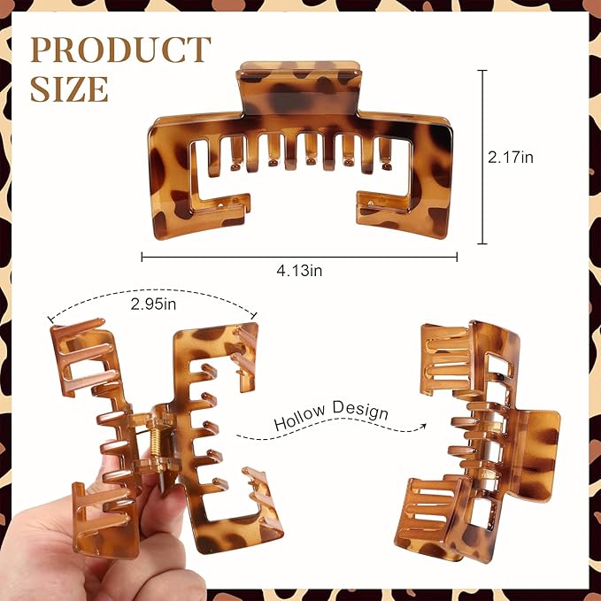 6 Pcs Hat Claw Clip for Women, Hat-Friendly Claw Clips for Baseball Cap & Trucker Hat - 4.1 Inch Large Hat Claw Clip for Medium/Thick Hair, Non-Slip Baseball Hair Clips for Hats Hairstyle, Tortoise