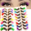 Sunniess Ombre Colored Lashes Silk Protein Fluffy Wispy Volume Fake Lashes for Halloweens Cosplay Party Stage Lashes with Color Make up Faux Mink False Eyelashes