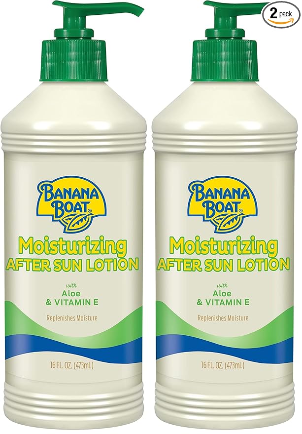 Banana Boat Moisturizing After Sun Lotion with Aloe and Vitamin E, 16Fl Oz, After Sun Lotion, Sunburn Relief, 16Fl Oz (Pack of 2)