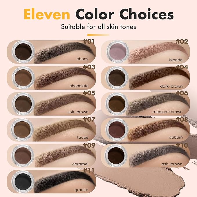 3 IN 1 Eyebrow Gel Kit With 2 Eyebrow Brushs,【High Pigment】,【Waterproof】,【Long Wearing】, Eyebrow Pomade For All Skin Tones, #08 auburn