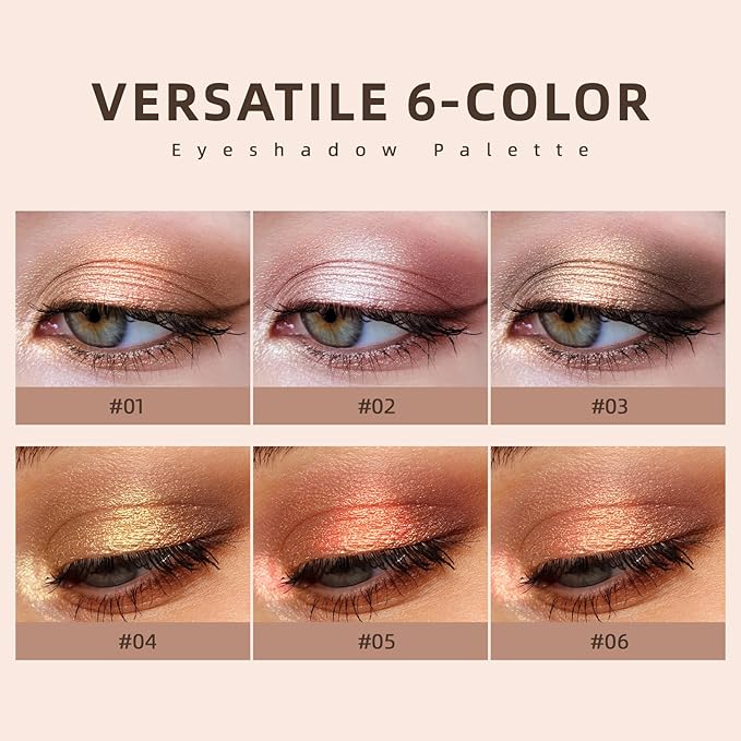 Noerrors Neutral Metallic Shimmer Eyeshadow Palette, Multi-Dimension Liquid Foiled Finish-Champagne, Soft Pink, Hazel, Copper Red, Long Lasting Pigmented Sparkly Glitter Mini Travel Cream Eye Shadow