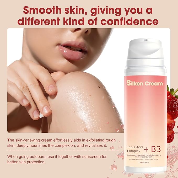 Skin Treatment Resurfacing Cream for Keratosis Pilaris, Advanced Triple-Acid AHA BHA PHA Exfoliator Lotion — Smooths Chicken Skin Bumps, Hydrating, Brightening & Soothing