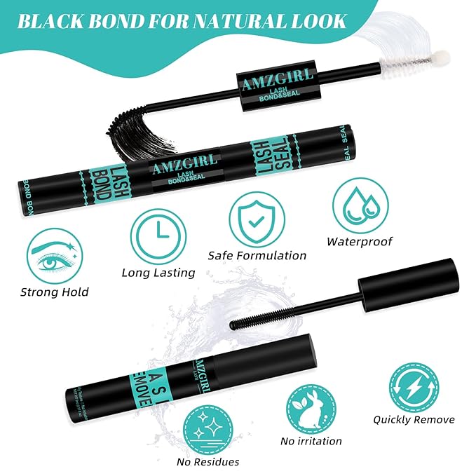 Lash Extension Kit Individual Lash Clusters Kit Bottom Lashes,Fishtail Fan,20D Spike Fan,30D Clusters,Lash Bond and Seal Eyelash Remover and Lash Tweezer DIY at Home by AMZGlRL(D-Mix5-16mm kit)