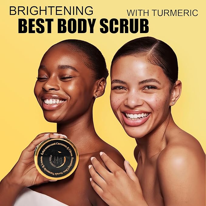 Foaming Body Scrub, Exfoliating Turmeric Scrub and Skin Exfoliator for Dark Spots, Turmeric Body Scrub for All Skin Types, Gently Exfoliates Face, Body Hands & Foot, Moisturized Skincare, 9.87oz/280g
