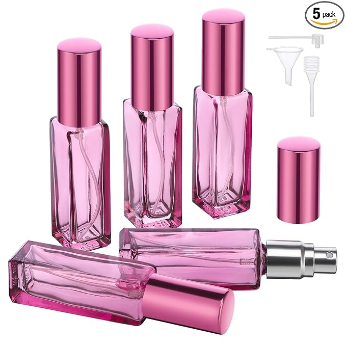 Segbeauty 5pcs Travel Refillable Atomizer, 10ML Empty Sprayer for Perfume, Mini Portable Glass Spray Bottle Dispenser for Cosmetic Accessories, Outgoing Travel Essentials