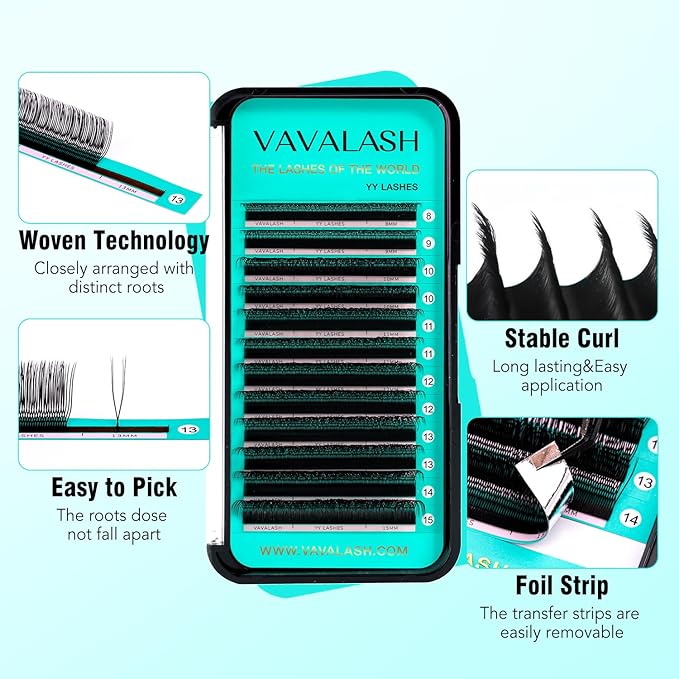 VAVALASH U Lash Extensions D Curl 0.07mm 2D UU Lash Fans Eyelash Extension U Shaped Natural Wispy Volume Lashes Extension Soft Matte Black Lashes (UU-0.07-D-12mm)