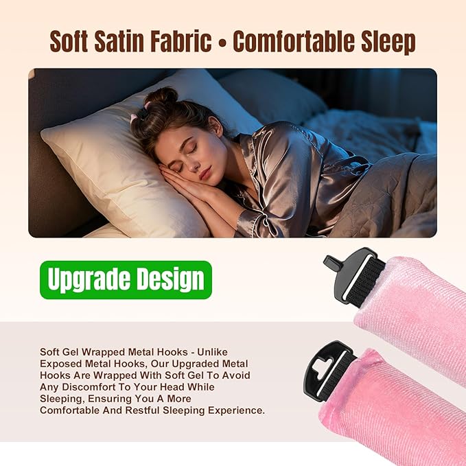 Overnight Heatless Hair Curler Satin Jumbo Flexi Overnight Curls Blowout Rods 3pcs No-Heat Styling Tools Curling Rod to Sleep in for All Hair Types - Pink