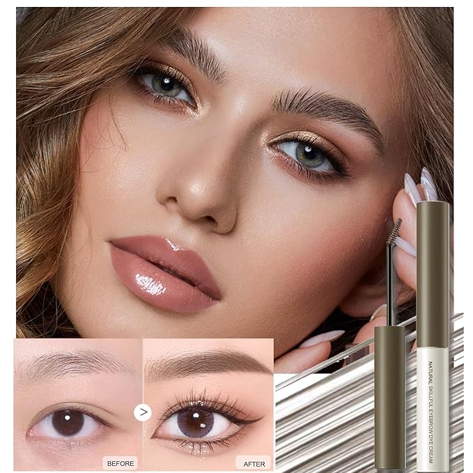 2 Pcs Tinted Eyebrow Cream,Ultra-Fine Brush Tinted Brow Gel Waterproof Long Wear Eye Brow Mascara Transfer-proof Natural Brow Makeup without Clumping, Coffee