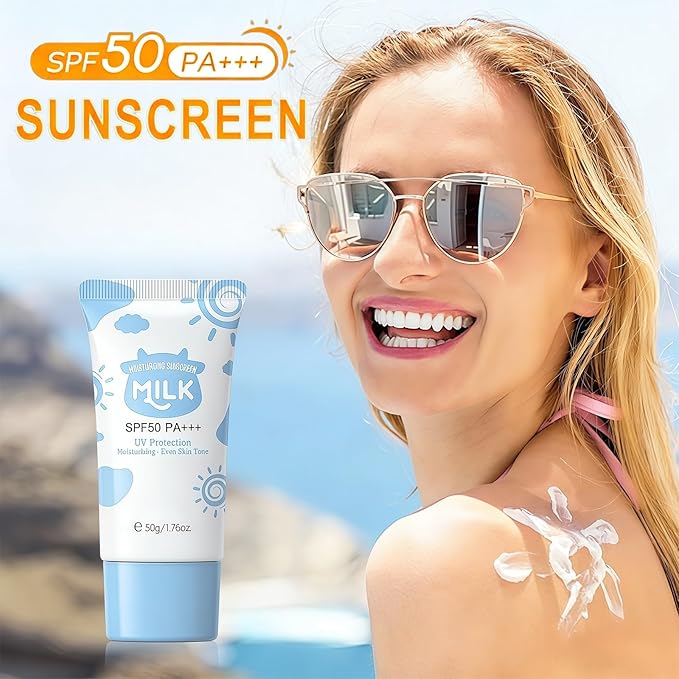 Sunscreen for Face SPF 50, Milk Moisturizing Sun screen for Women, Even Skin Tone, Light Texture, Non-Greasy Daily Sunscreen for Face & Body, 50g