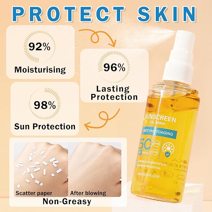 DAMUSI Sunscreen Oil Body Sunscreen Spray Spf 50 Glow Sunscreen Mist Hydration Lightweight Spf Body Oil,Broad Spectrum UVB/UVA Protection